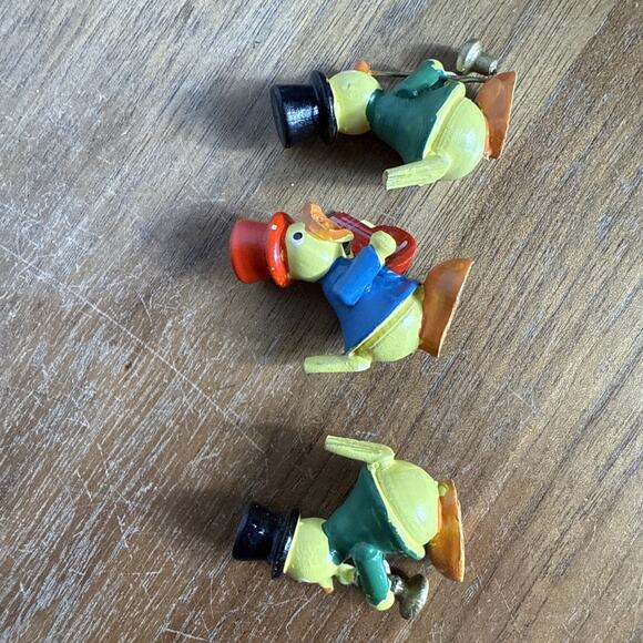 Vintage Small Wooden Duck Band Mini Figures Sevi? Italian Cake Topper Birds 1960 - Picture 4 of 7